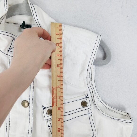 Ralph Lauren Vest Women XL White LRL Utility Denim Jean Nautical Anchor Military - Picture 8 of 16